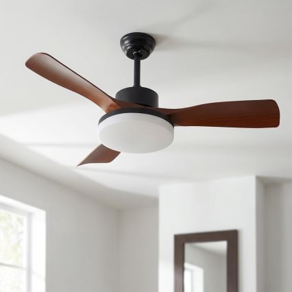 Brilagi - Dimmbar LED-takfläkt LED/34W/230V 3000–6500K Ø 106 cm svart/brun + fjärrkontroll