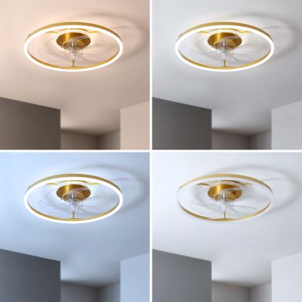 Brilagi - LED-dimmbar takfläkt LED/66W/230V 55 cm vit/guld + fjärrkontroll