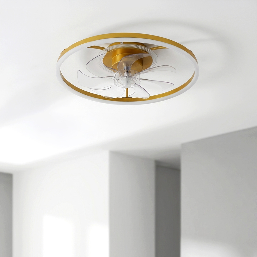 Brilagi - LED-dimmbar takfläkt LED/66W/230V 55 cm vit/guld + fjärrkontroll