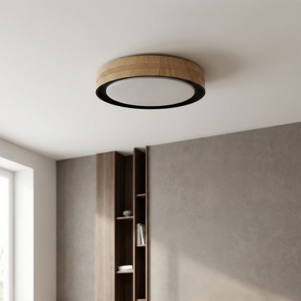 BRILAGI - Dimbar LED-taklampa COCI LED/48W/230V 3000-6500K Ø 39 cm trädekor/svart + fjärrkontroll