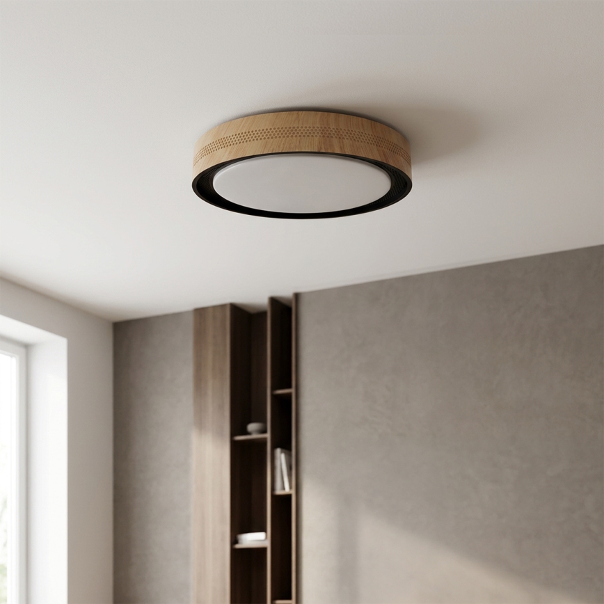 BRILAGI - Dimbar LED-taklampa COCI LED/48W/230V 3000-6500K Ø 39 cm trädekor/svart + fjärrkontroll