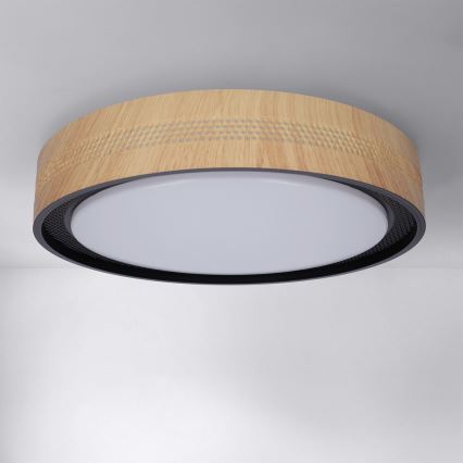 BRILAGI - Dimbar LED-taklampa COCI LED/48W/230V 3000-6500K Ø 39 cm trädekor/svart + fjärrkontroll