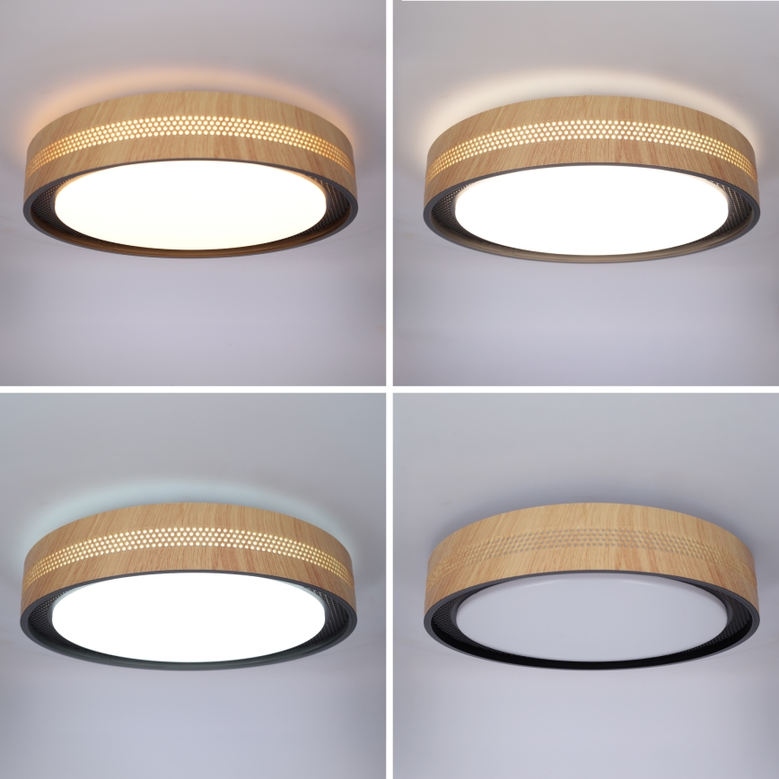 BRILAGI - Dimbar LED-taklampa COCI LED/48W/230V 3000-6500K Ø 39 cm trädekor/svart + fjärrkontroll