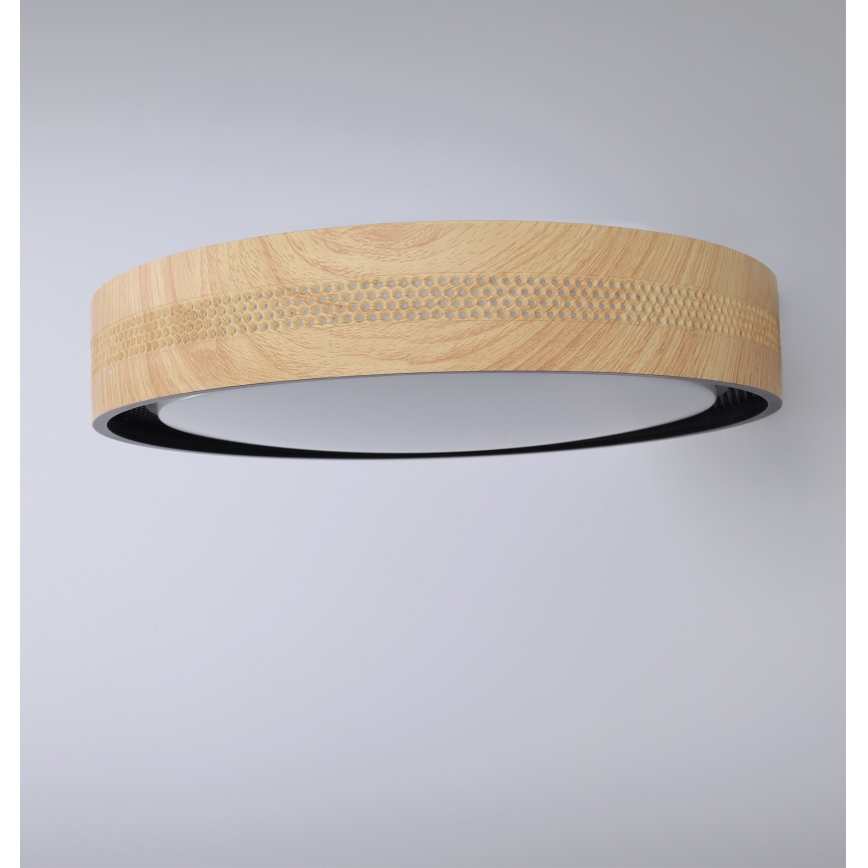 BRILAGI - Dimbar LED-taklampa COCI LED/48W/230V 3000-6500K Ø 39 cm trädekor/svart + fjärrkontroll