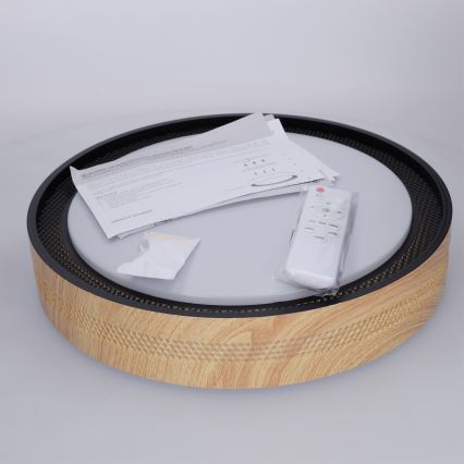 BRILAGI - Dimbar LED-taklampa COCI LED/48W/230V 3000-6500K Ø 39 cm trädekor/svart + fjärrkontroll
