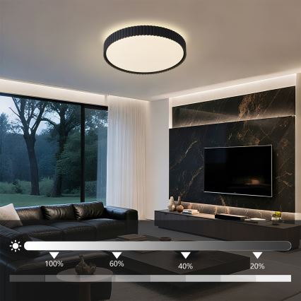Brilagi - dimbar LED-taklampa CORVO LED/54W/230V 3000-6000K svart Ø 40 cm + fjärrkontroll