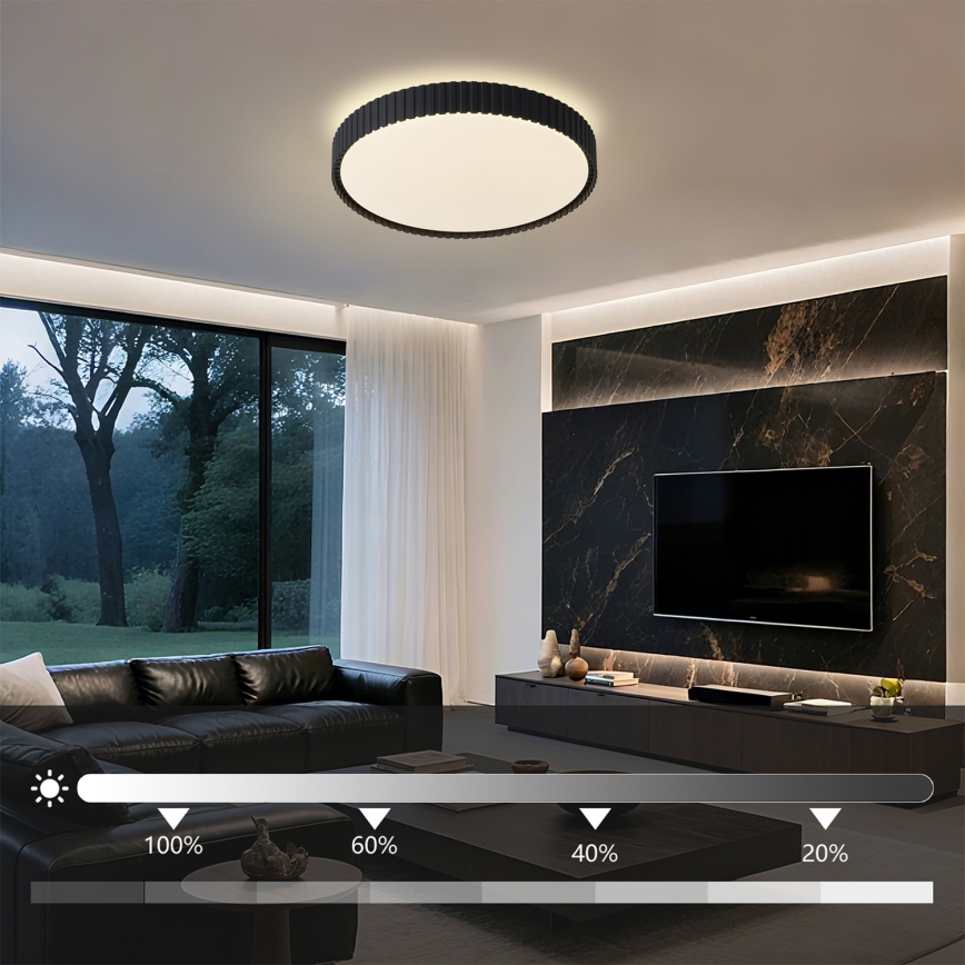 Brilagi - dimbar LED-taklampa CORVO LED/54W/230V 3000-6000K svart Ø 40 cm + fjärrkontroll