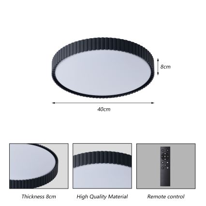 Brilagi - dimbar LED-taklampa CORVO LED/54W/230V 3000-6000K svart Ø 40 cm + fjärrkontroll
