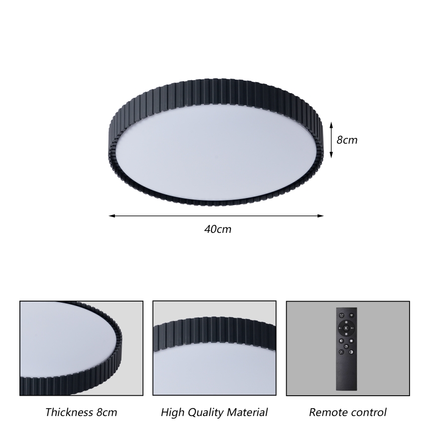 Brilagi - dimbar LED-taklampa CORVO LED/54W/230V 3000-6000K svart Ø 40 cm + fjärrkontroll