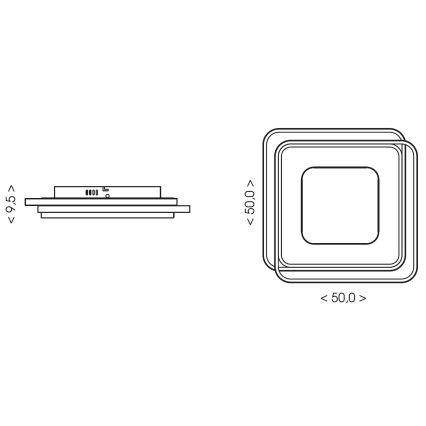 Brilagi - dimbar LED-taklampa FLARE LED/102W/230V 3000-6000K 50x50 cm svart + fjärrkontroll