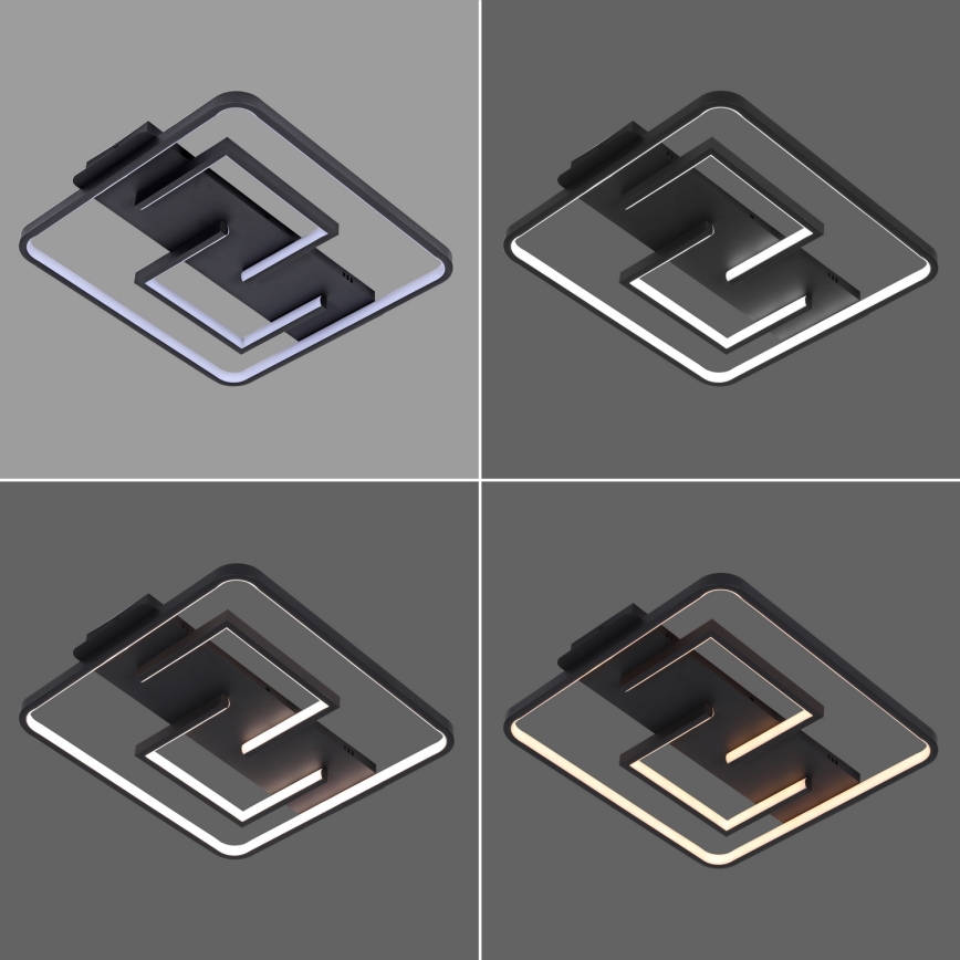 Brilagi - Dimbar LED-takarmatur FLARE LED/34W/230V 3000-6000K 48x48 cm svart + fjärrkontroll