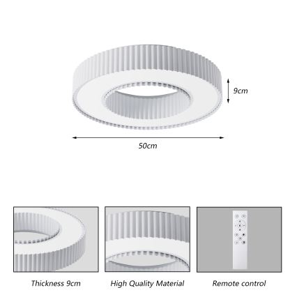 Brilagi - Dimbar LED-taklampa LUMIX LED/48W/230V 3000-6000K vit Ø 50 cm + fjärrkontroll