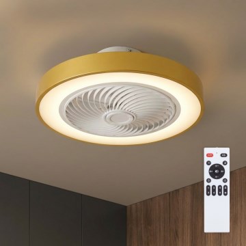 Brilagi - LED-dimbar taklampa med fläkt, 38W/230V, 3000-6500K, Ø 50 cm, guldfärgad + fjärrkontroll