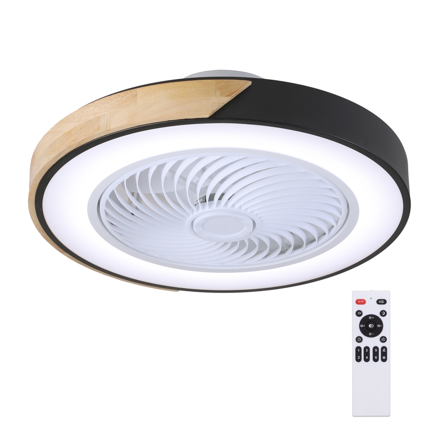 Brilagi - dimbart LED-taklampa med fläkt LED/30W/230V 3000-6500K Ø 50 cm svart/ek + fjärrkontroll