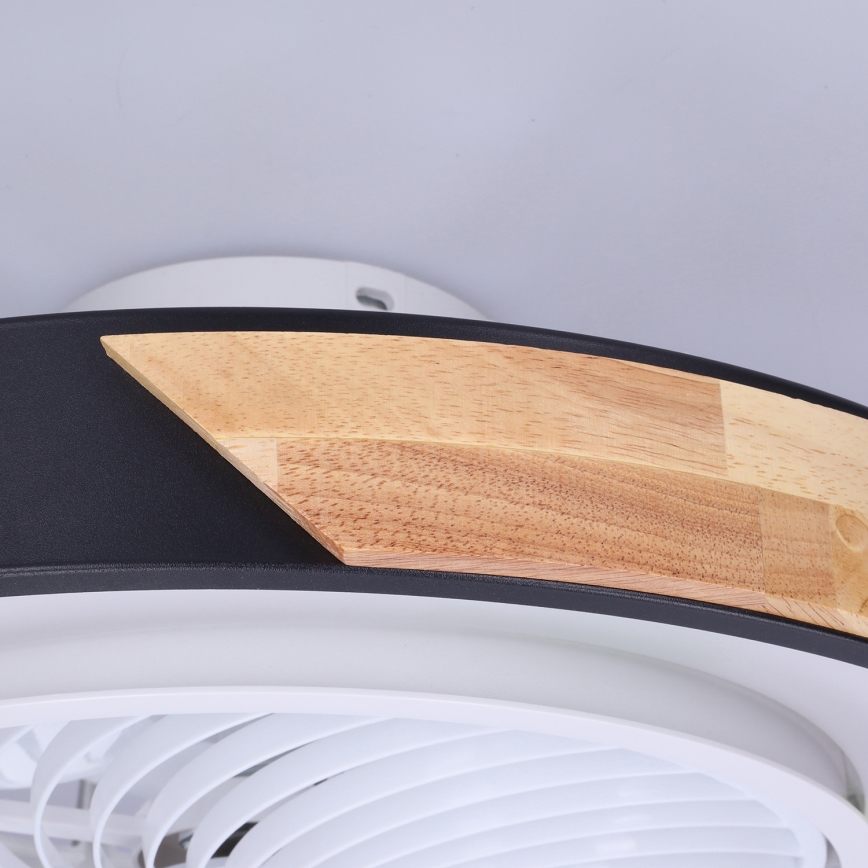 Brilagi - dimbart LED-taklampa med fläkt LED/30W/230V 3000-6500K Ø 50 cm svart/ek + fjärrkontroll