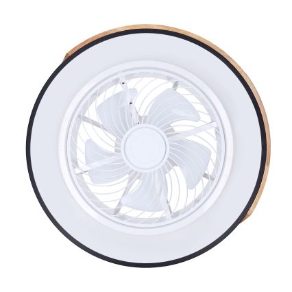 Brilagi - dimbart LED-taklampa med fläkt LED/30W/230V 3000-6500K Ø 50 cm svart/ek + fjärrkontroll