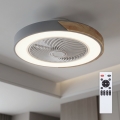 Brilagi - LED dimbar taklampa med fläkt LED/38W/230V 3000-6500K 3000-6500K Ø 50 cm grå/ek + fjärrkontroll
