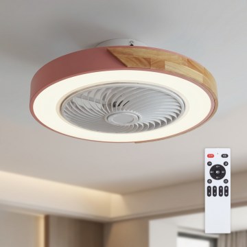 Brilagi - LED-dimbar taklampa med fläkt LED/38W/230V 3000-6500K 3000-6500K Ø 50 cm rosa/ek + fjärrkontroll