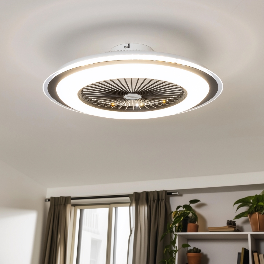 Brilagi - LED dimbar taklampa med fläkt RONDA LED/48W/230V 3000-6000K svart + fjärrkontroll
