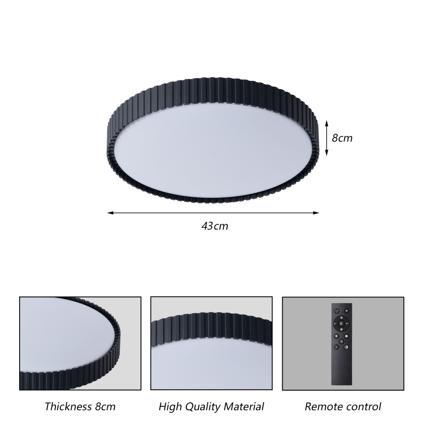 Brilagi - LED-dimbar taklampa ORINO LED/54W/230V 3000-6000K svart diam. 43 cm + fjärrkontroll