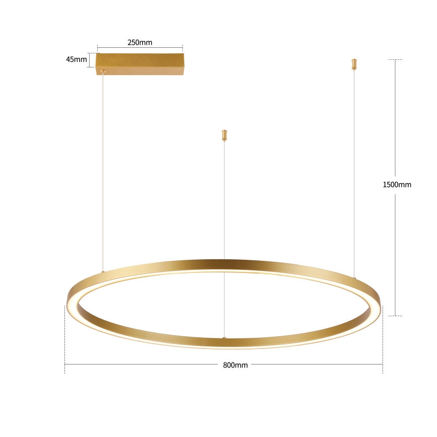 BRILAGI - Dimmbar LED-pendel på vajer PORTOFINO LED/60W/230V 3000-6000K Ø 80 cm guldfinish + fjärrkontroll