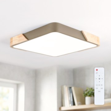 BRILAGI - LED dimbar taklampa PILANA SQUARE LED/48W/230V 3000-6500K ek/beige 42x42 cm + fjärrkontroll
