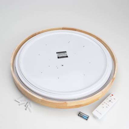 Brilagi - Dimbar LED-taklampa PINE LED/60W/230V trä Ø 52 cm 3000-6500K + fjärrkontroll