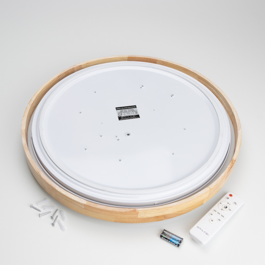Brilagi - Dimbar LED-taklampa PINE LED/60W/230V trä Ø 52 cm 3000-6500K + fjärrkontroll