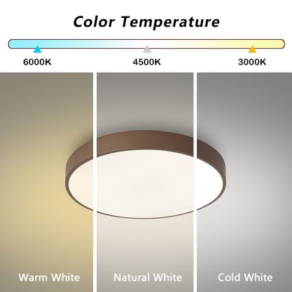 Brilagi - Dimmbar LED-taklampa POOL LED/48W/230V 3000-6000K Ø 40 cm brun + fjärrkontroll