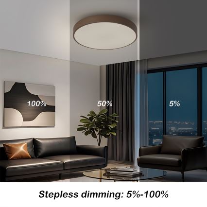 Brilagi - Dimmbar LED-taklampa POOL LED/48W/230V 3000-6000K Ø 40 cm brun + fjärrkontroll
