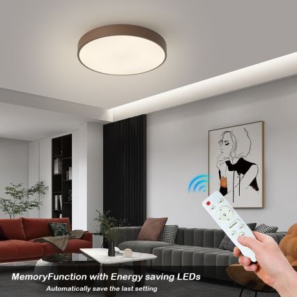 Brilagi - Dimmbar LED-taklampa POOL LED/48W/230V 3000-6000K Ø 40 cm brun + fjärrkontroll