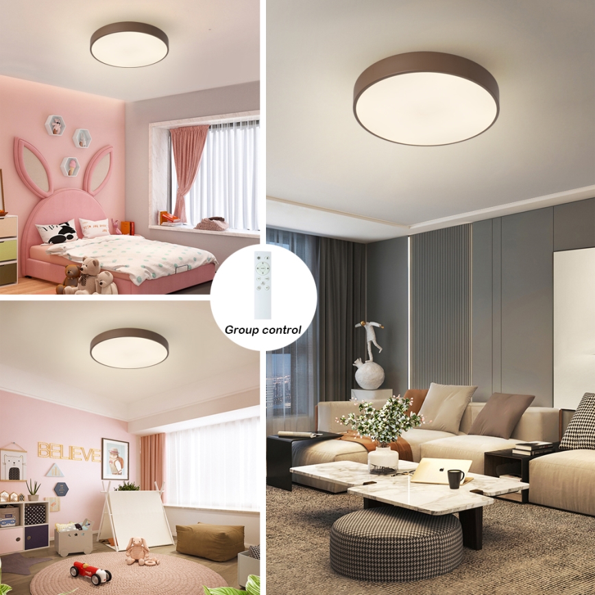 Brilagi - Dimmbar LED-taklampa POOL LED/48W/230V 3000-6000K Ø 40 cm brun + fjärrkontroll