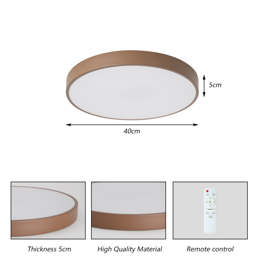 Brilagi - Dimmbar LED-taklampa POOL LED/48W/230V 3000-6000K Ø 40 cm brun + fjärrkontroll