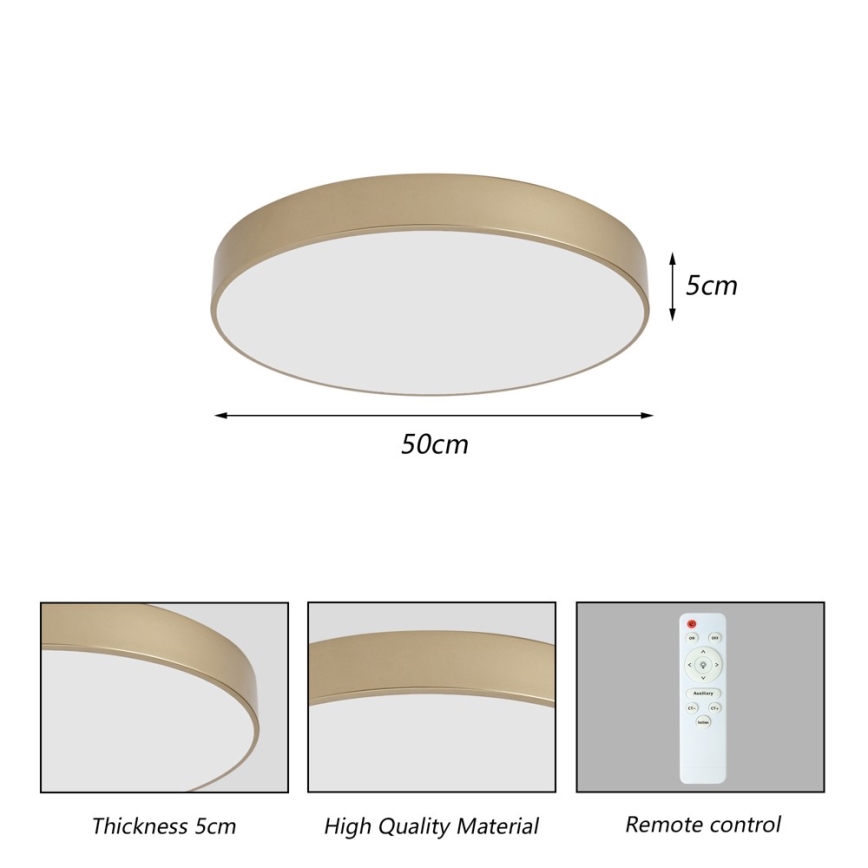 BRILAGI - LED-dimbar taklampa POOL LED/60W/230V 3000-6000K Ø 50 cm guld + fjärrkontroll