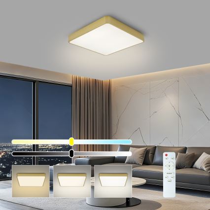 BRILAGI - Dimbar LED-takarmatur POOL SQUARE LED/48W/230V 3000-6000K 50x50 cm guld + fjärrkontroll