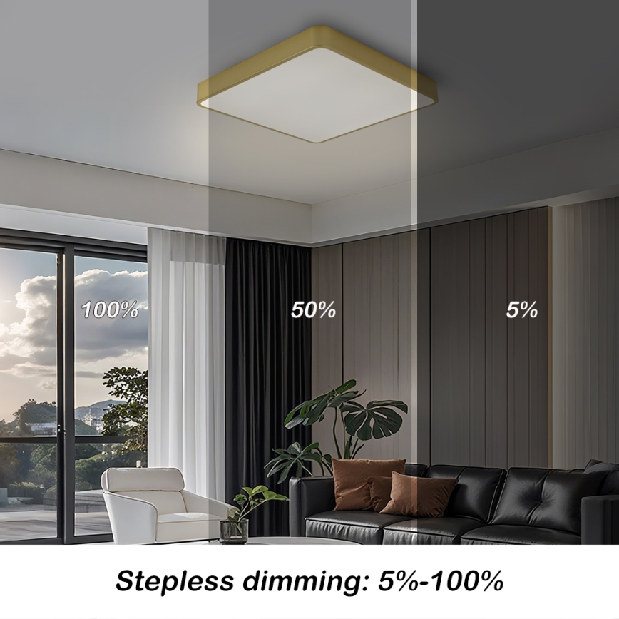 BRILAGI - Dimbar LED-takarmatur POOL SQUARE LED/48W/230V 3000-6000K 50x50 cm guld + fjärrkontroll