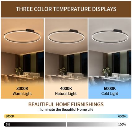 Brilagi - Dimbart LED-takarmatur PORTOFINO LED/85W/230V 3000-6000K Ø120 cm svart + fjärrkontroll