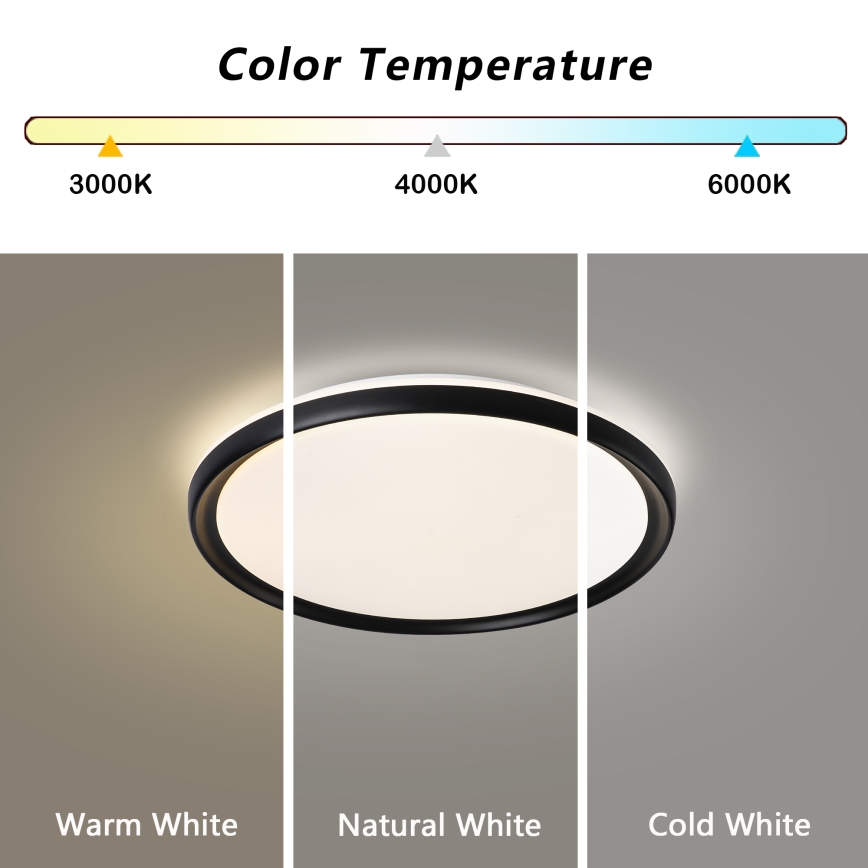 Brilagi - Dimbart LED-takarmatur RIVO LED/72W/230V 3000-6000K svart Ø 50 cm + fjärrkontroll