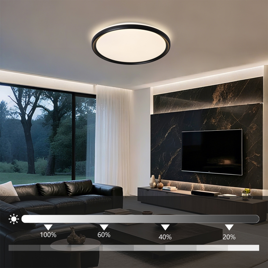 Brilagi - Dimbart LED-takarmatur RIVO LED/72W/230V 3000-6000K svart Ø 50 cm + fjärrkontroll