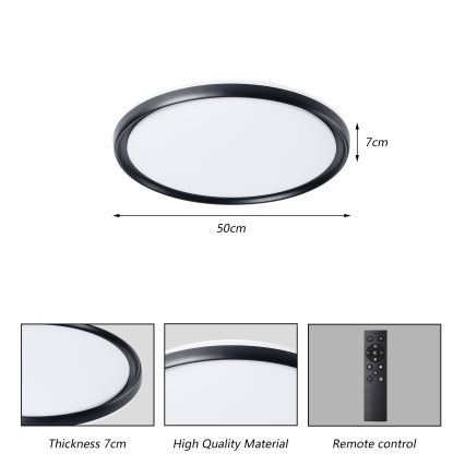 Brilagi - Dimbart LED-takarmatur RIVO LED/72W/230V 3000-6000K svart Ø 50 cm + fjärrkontroll