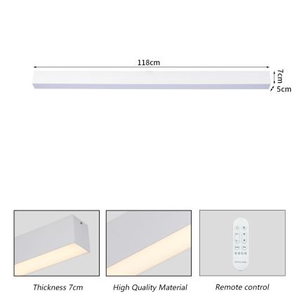 Brilagi - Dimbar LED-taklampa SLEEKLINE SMART LED/40W/230V 3000-6000K Wi-Fi Tuya vit + fjärrkontroll