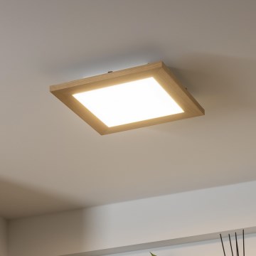 Brilagi - LED Dimbar taklampa SLIMFRAME WOOD LED/25W/230V 34x34 cm 3000-6000K brun + fjärrkontroll