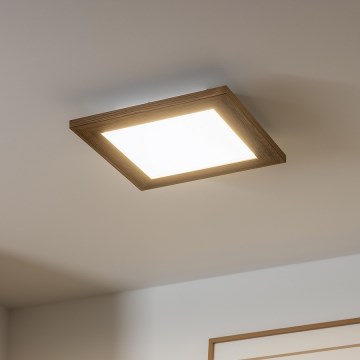 Brilagi - LED Dimbar taklampa SLIMFRAME WOOD LED/25W/230V 34x34 cm 3000-6000K brun + fjärrkontroll