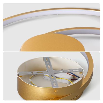 Brilagi - Dimbar LED-taklampa TWISTER LED/105W/230V 3000-6000K Ø 100 cm guldfärgad + fjärrkontroll