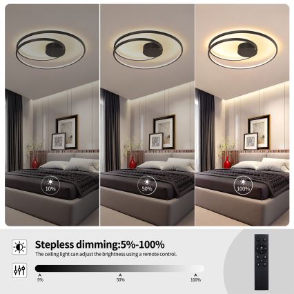Brilagi - LED-dimmbar taklampa TWISTER LED/75W/230V 3000-6000K Ø 70 cm svart + fjärrkontroll