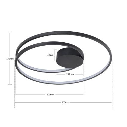 Brilagi - LED-dimmbar taklampa TWISTER LED/75W/230V 3000-6000K Ø 70 cm svart + fjärrkontroll