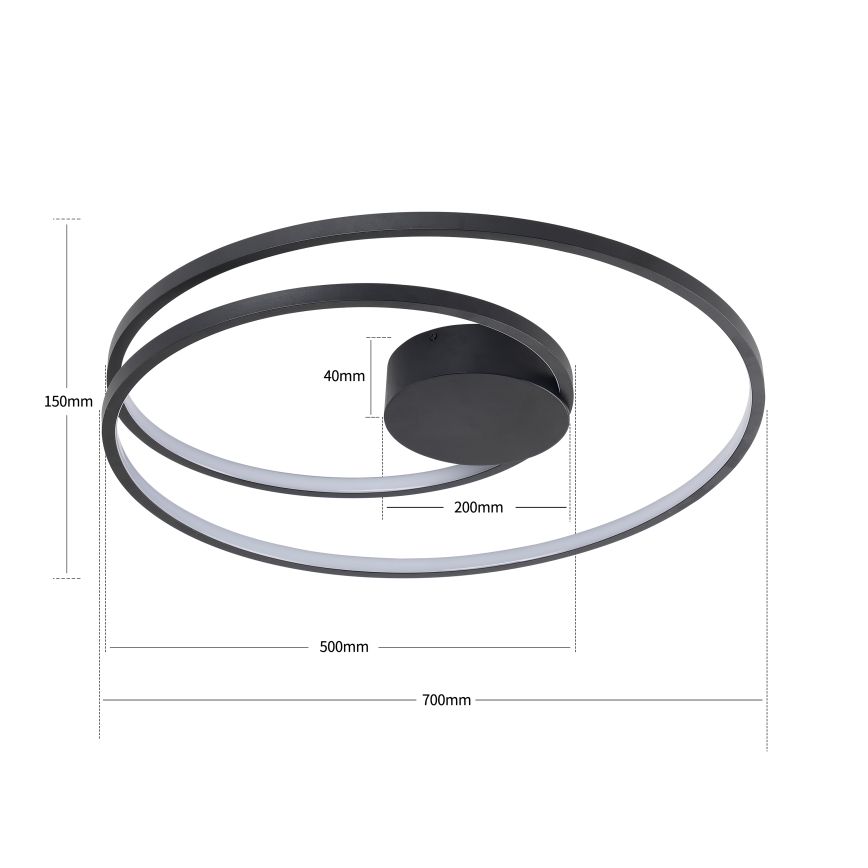 Brilagi - LED-dimmbar taklampa TWISTER LED/75W/230V 3000-6000K Ø 70 cm svart + fjärrkontroll