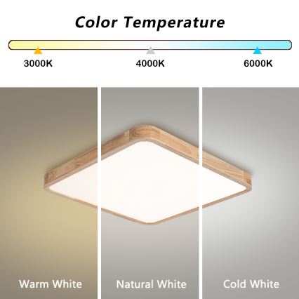 BRILAGI - Dimbar LED takarmatur WOODLINE SQUARE LED/80W/230V 3000-6000K ek 60x60 cm + fjärrkontroll