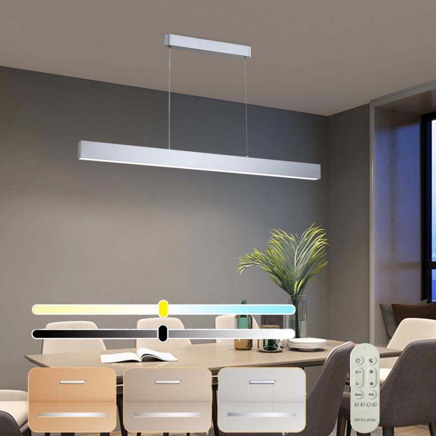 Brilagi - LED Dimbar taklampe med kabel SLEEKLINE SMART LED/40W/230V 3000-6000K Wi-Fi Tuya silver + fjernkontroll
