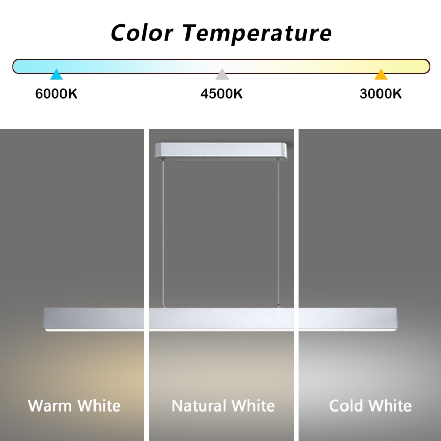Brilagi - LED Dimbar taklampe med kabel SLEEKLINE SMART LED/40W/230V 3000-6000K Wi-Fi Tuya silver + fjernkontroll